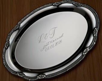 Personalized Engraved Silver Trinket Tray, Custom Jewelry Holder, Vintage Style Ring Dish