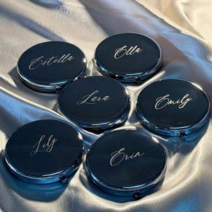 Personalized Engraved Compact Mirror, Gold Rose Gold Silver, Bridesmaid Gift