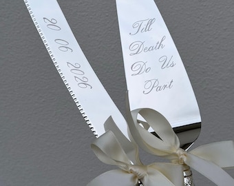 Cake Cutting Set, Personalised Wedding Cake Knife, Engraved Cake Server Set, Elegant Bridal Gift, Wedding Keepsake, Engagement Gift