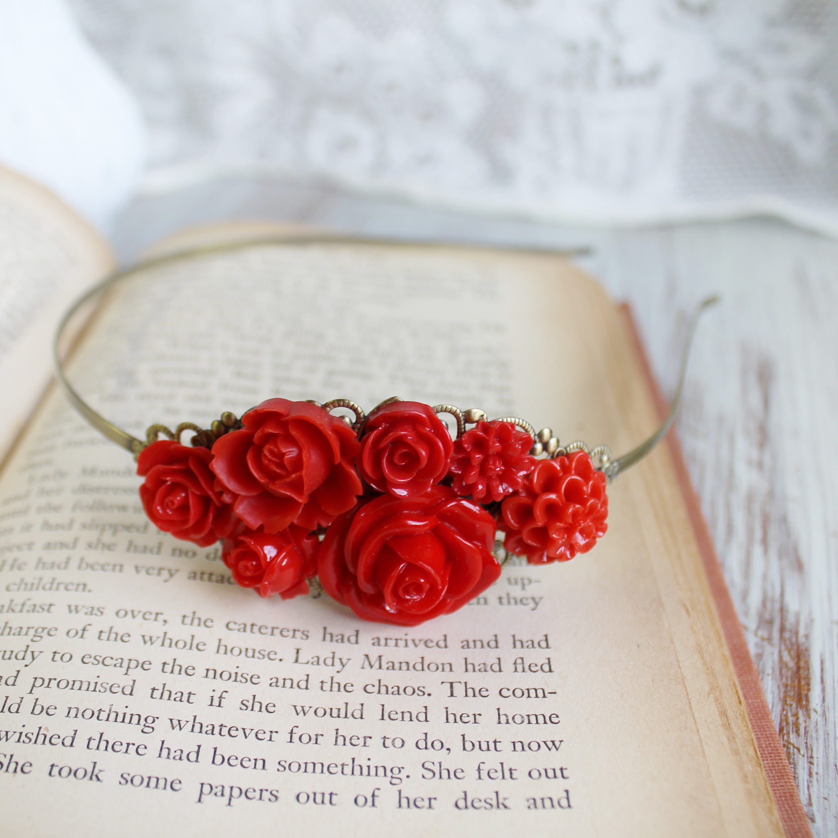 Red Floral Headband Wedding Hair Accessory Wedding Jewelry Etsy Singapore