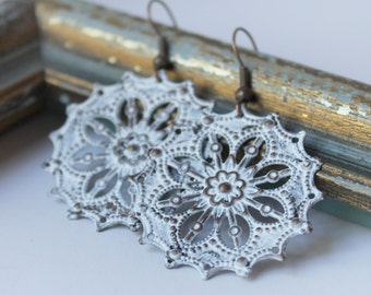Rustic Bridesmaid Jewelry - Rustic Earrings - Lace Earrings - Filigree Earrings - Lace Jewelry - Rustic Jewelry - Gift for Bridesmaid