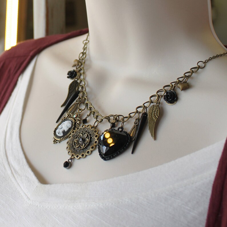 Black Gothic Cameo Necklace Gothic Jewelry Gift Black Etsy