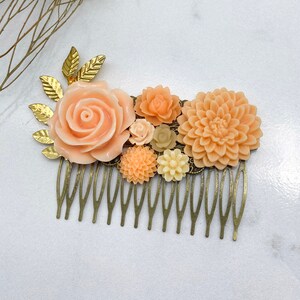 Peach Wedding Hair Piece - Wedding Hair Comb - Bridal Hair Comb - Peach Wedding Hair Accessories - Flower Hair Comb