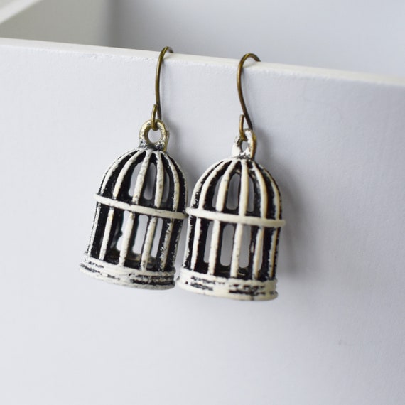 Nature Theme Earrings for Women Bird Cage Jewelry Nature Theme Jewelry Nature Theme Gift For Girls Painted Bird Cage Earrings