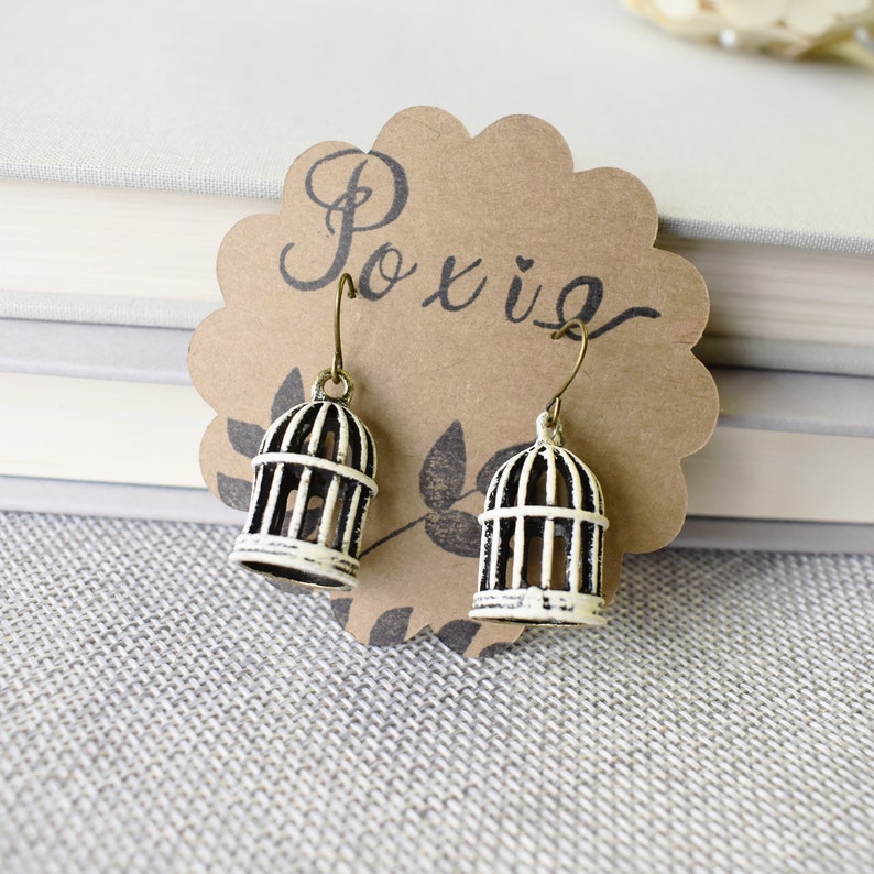 Nature Theme Earrings for Women Bird Cage Jewelry Nature Theme Jewelry Nature Theme Gift For Girls Painted Bird Cage Earrings