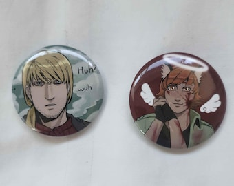 Boyfriend to death pins/silly badges: Lawrence, Ren