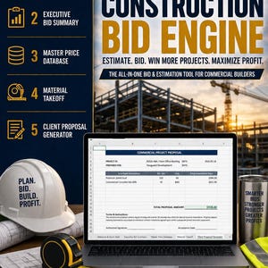 Commercial Construction Bid Estimator Spreadsheet Google Sheets Template Contractors Proposal Quote Sheet Takeoff