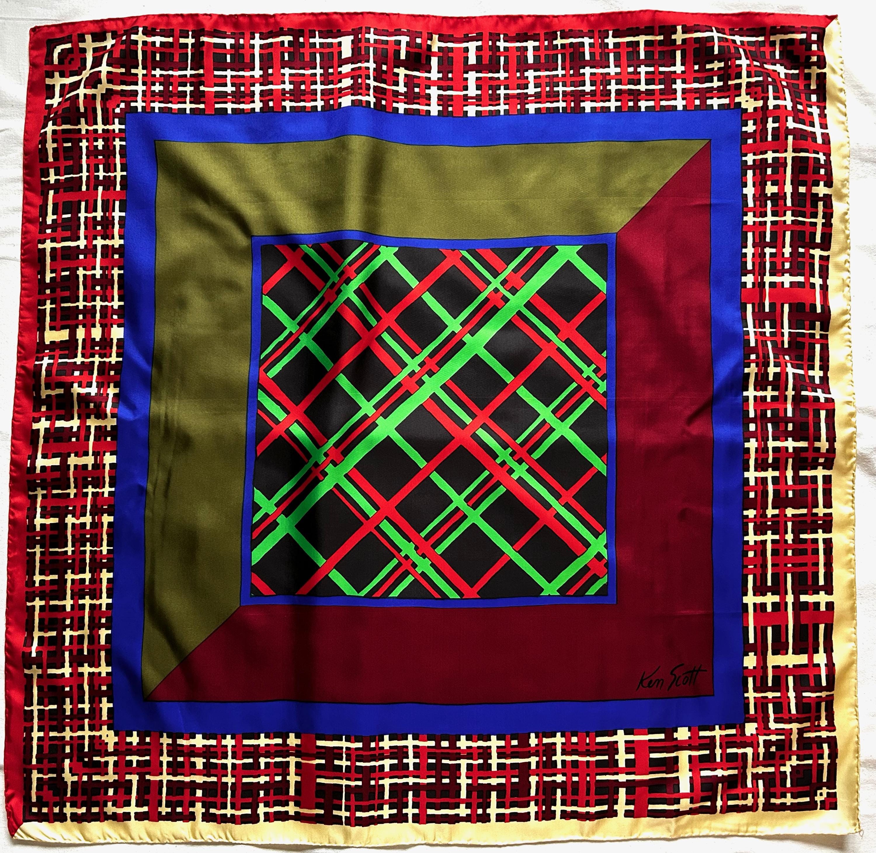 Foulard Ken Scott En Soie - Couleur Rose Fuchsia, Occasion