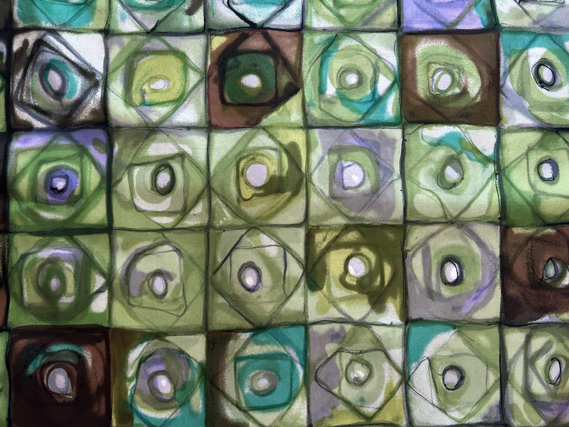 Rare Vintage Jacques Fath Silk Scarf, Abstract Geometric Art Print, Hand Rolled Signed Collectible, photo 3 sur 5
