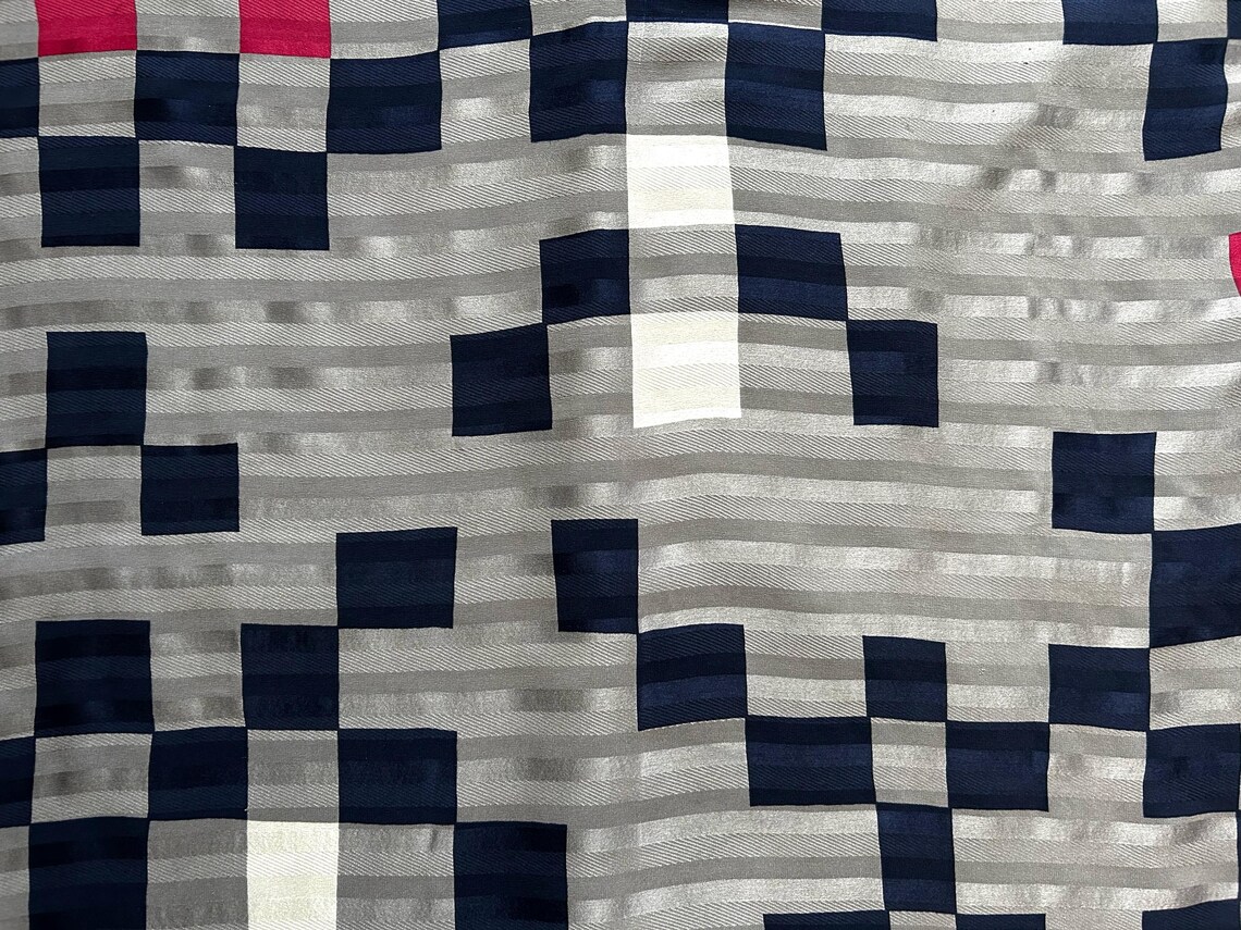 Fisba-Stoffels Vintage Silk Scarf – Swiss Designer 1960s Geometric Minimalist Geometric Jacquard, foto 4 di 5
