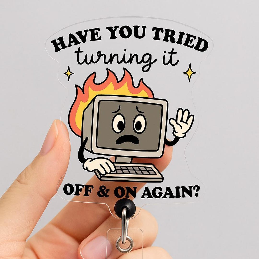 Troubleshooting Computer Badge Reel, Funny IT Support Gift, Tech Humor ...