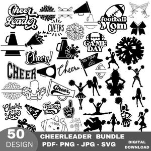 Cheerleader Svg Bundle, Cheer Svg, Cheerleader Clipart,Cheerleading Svg,Cheerleader Silhouette, Cheer Cut File,cheer megaphone svg,Cheer Pom
