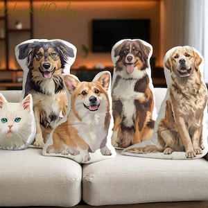 Custom Pet Shaped Pillow, Personalized Photo Pillow from Pet Picture, 3D Cat Dog Cushion, Pet Lover Gift, Pet Memorial Pillow