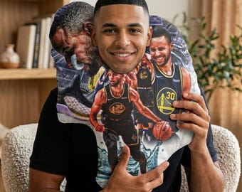 Almohada con forma personalizada de collage de jugador de baloncesto / Almohada con retrato de atleta