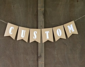 Letter Banner | Custom Name Banner Wall Hanging, Party Decorations | 3" Letters | Color CARDSTOCK Letters on CRAFT Flags