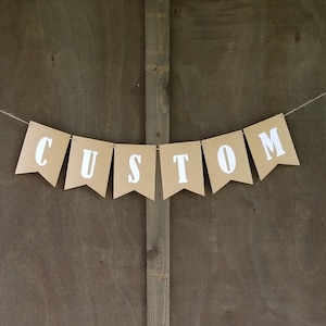 Letter Banner | Custom Name Banner Wall Hanging, Party Decorations | 3" Letters | Color CARDSTOCK Letters on CRAFT Flags