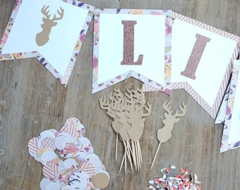 Deer Decorations | LITTLE ONE | Banner Wall Hanging, Woodland Baby Shower