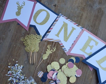 ONE Deerful, 1st Birthday Theme | Banner Wall Hanging, Antler Decor, Autumn Decorations