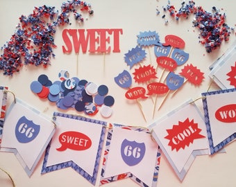 Sweet Birthday Banner | Two Sweet Birthday, Classic Cars Party, Graduation Party, 4th of July