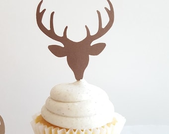 Antler Rack | Deer Cupcake Toppers | Deer Cake Topper, Adventure Awaits Baby Shower | CARDSTOCK