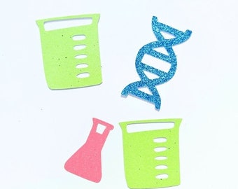 Confeti de ciencia y adornos para cupcakes, decoraciones para fiestas de cumpleaños / BRILLO