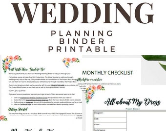 Wedding Planner Book | Wedding Planner Binder Printables, Wedding Guide- 56 Page – Floral