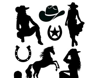 Cowgirl | Cupcake Toppers or Confetti | Die Cut Shapes | CARDSTOCK