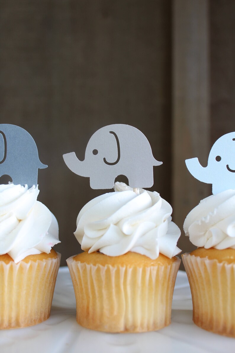 Elephant Cupcake Toppers Elephant Theme Safari Party Etsy