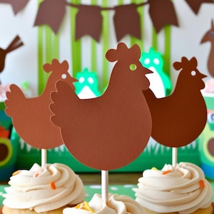 Pollo / Adornos para cupcakes o confeti / Formas troqueladas / CARTULINA