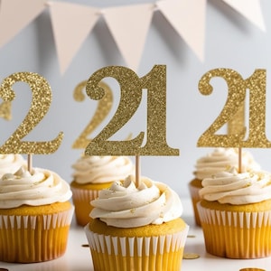 Números de cumpleaños / Confeti y adornos para cupcakes, decoraciones para fiestas / BRILLO