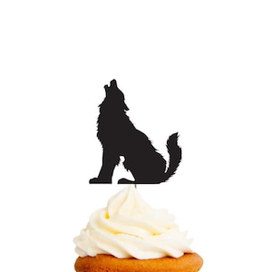 Lobo aullando / Adornos para cupcakes y confeti, formas troqueladas, decoraciones para fiestas / BRILLO