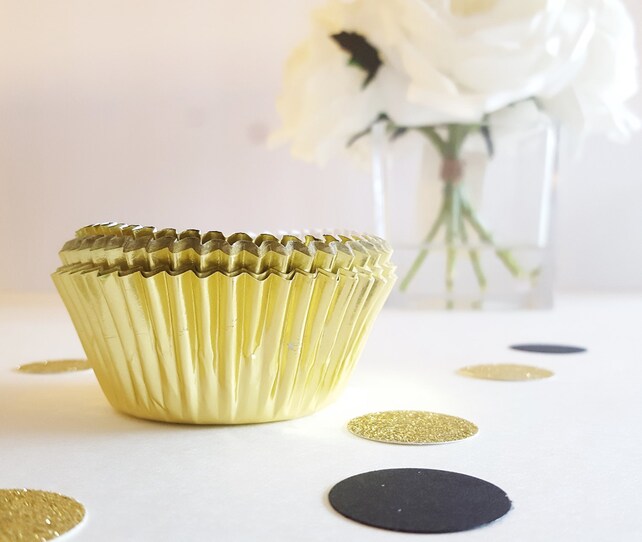24 Gold Cupcake Papers Metallic Wrappers Bridal Shower Bachelorette Party Standard Size Decorations 24 Gold Cupcake Papers Metallic Wrappers Bridal Shower Bachelorette Party Standard Size Decorations