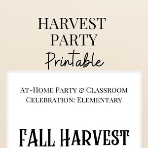Harvest Party Printable for a Classroom Party, Halloween Lesson Plans