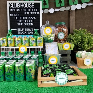 Etiquetas con nombre para comida / Fiesta de cumpleaños de golf / Baby shower de golf / EDITAR en plantilla CANVA