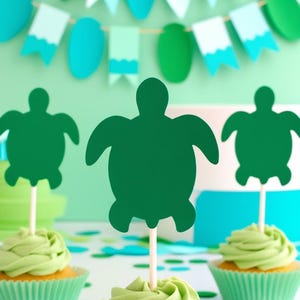 Tortuga marina / Adornos para cupcakes o confeti / Formas troqueladas / CARTULINA