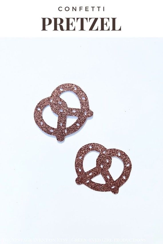 Pretzel | Octoberfest Confetti & Cupcake Toppers | Die Cut Shapes | GLITTER