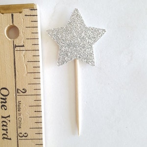 Star Cupcake Toppers Graduation Party, Space Party Decorations GLITTER image 4