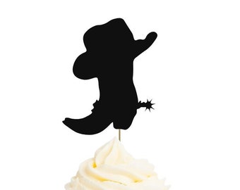 Cowboy Boot | Cupcake Toppers or Confetti | Die Cut Shapes | CARDSTOCK