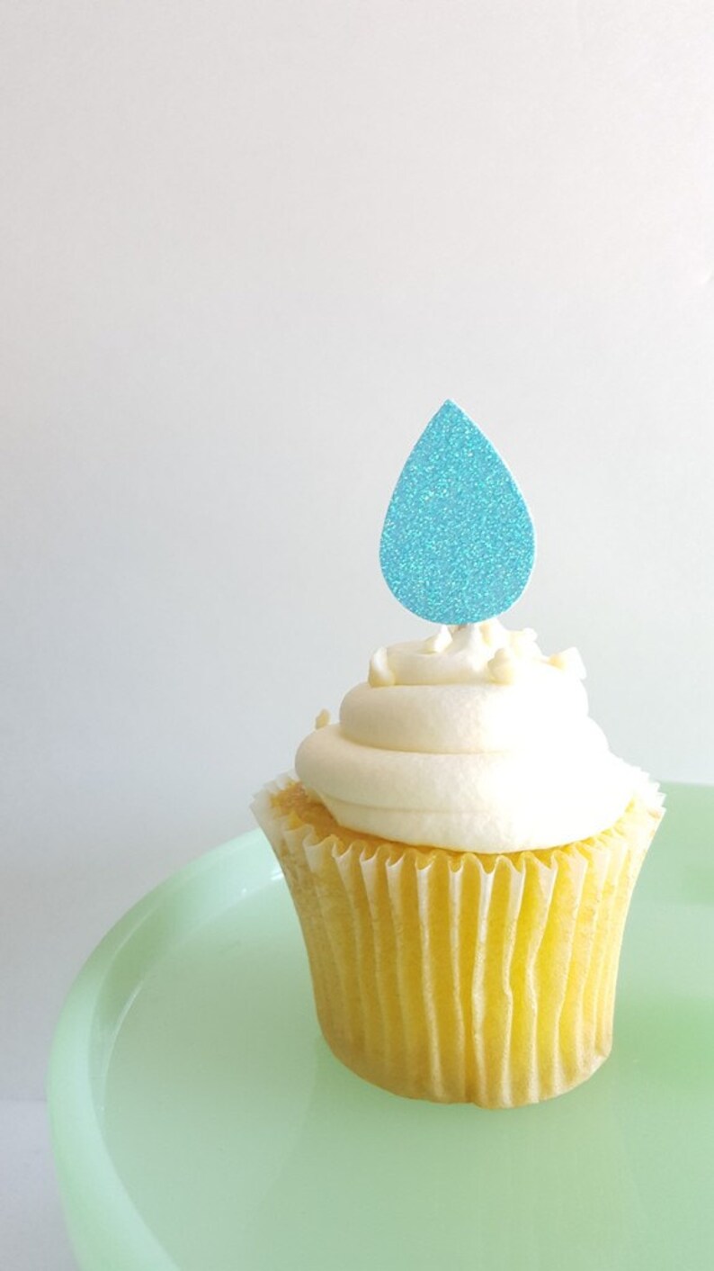 Raindrop Cupcake Toppers Sprinkle Decorations GLITTER Etsy