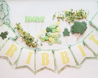 RIBBIT Frog Party Banner | Camper Baby Shower, One Happy Camper Decor