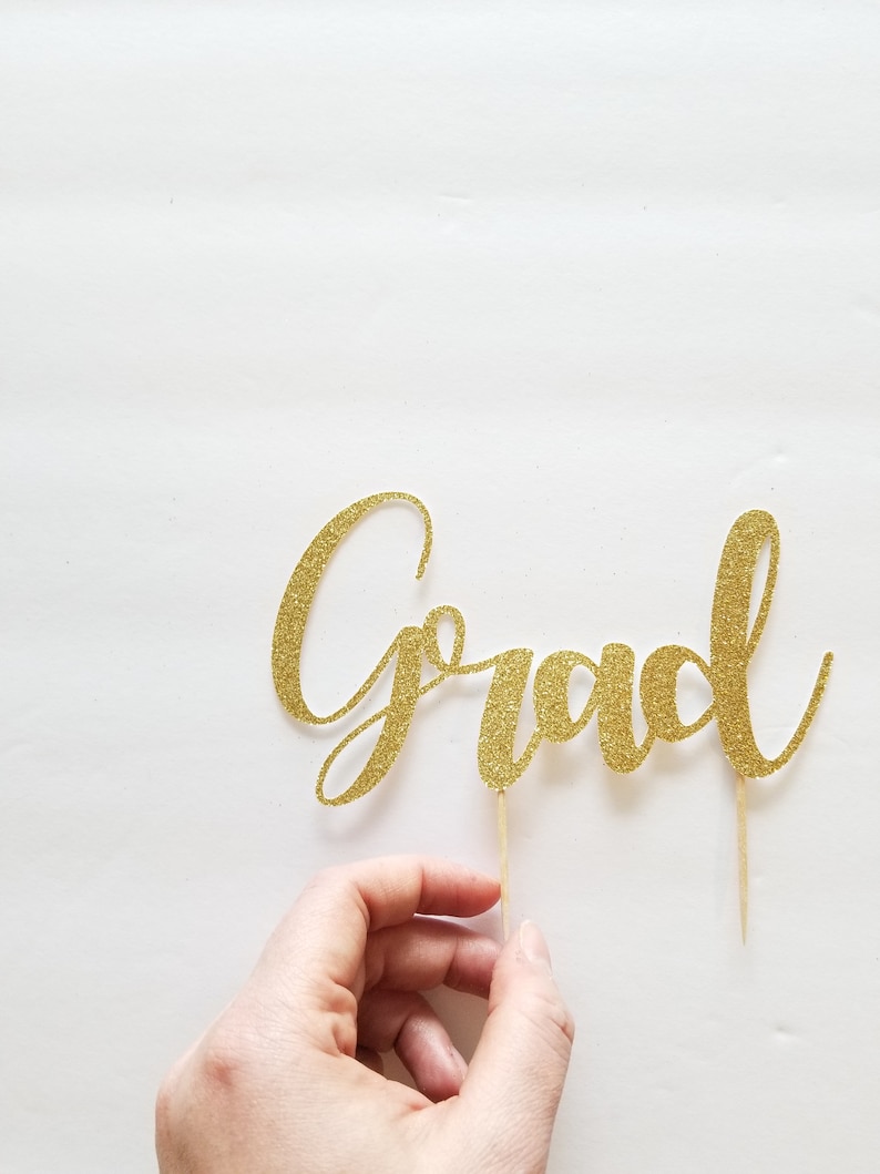 GLITTER Grad Cake Topper Funny Cake Toppers 6 Graduation Cake Topper College Graduation Party Decorations
