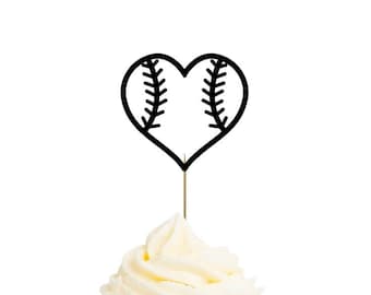 Baseball Heart | Cupcake Toppers or Confetti | Die Cut Shapes | CARDSTOCK