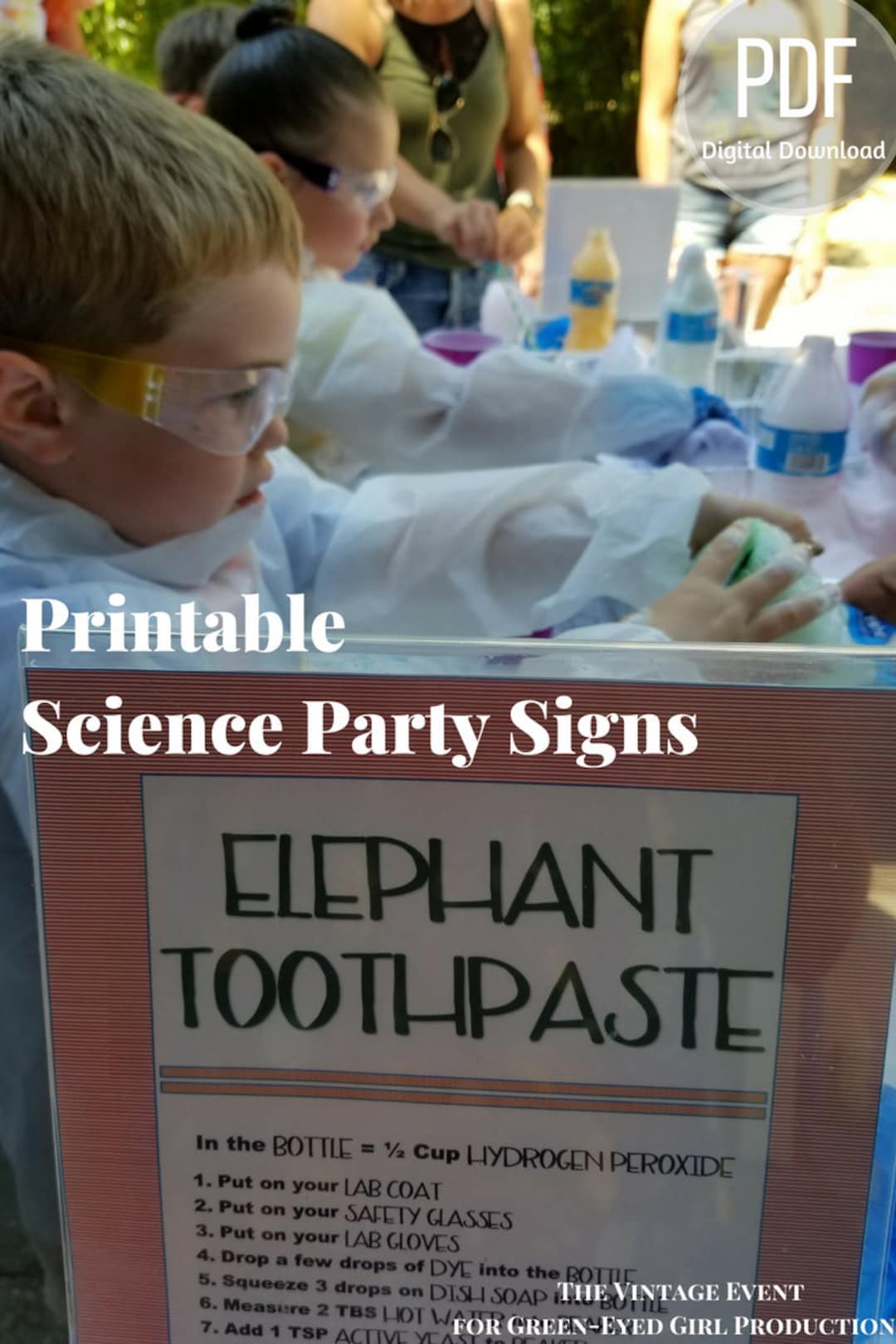 Elephant Toothpaste Sign | Science Birthday Party Printables | 8x10 PDF ...