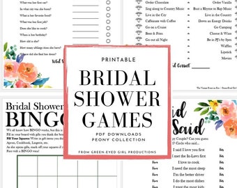 Bridal Shower Games | Pink Peonies | Bridal Shower Bingo,  Bachelorette Games, Who Said it Game, 5 s