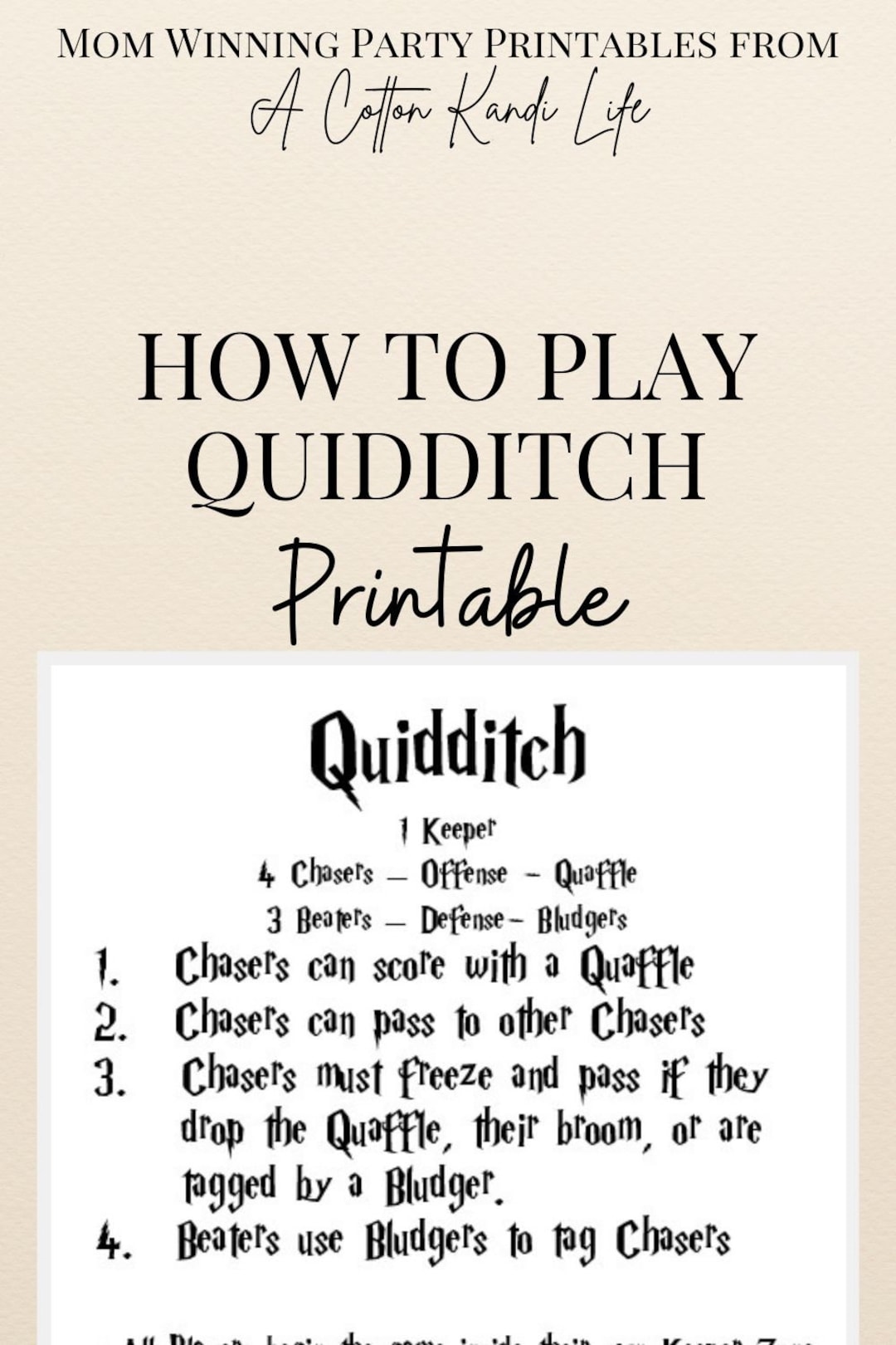 Quidditch Rules Printable Sign, Wizarding World Birthday Party Games Etsy