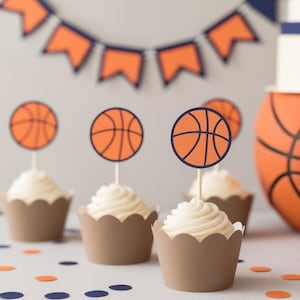 Basket-ball | COUCHES | Décorations pour cupcakes ou confettis | Formes découpées | PAPIER CARTONNÉ