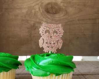 Owl Confetti and Cupcake Toppers| Kids Camping Party Decorations | GLITTER