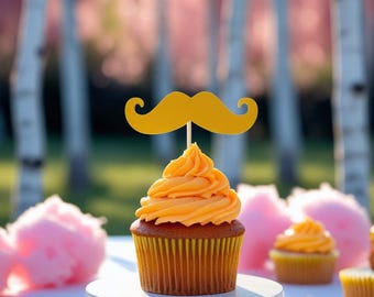 口ひげ｜カップケーキトッパーまたは紙吹雪｜型抜き形状｜厚紙