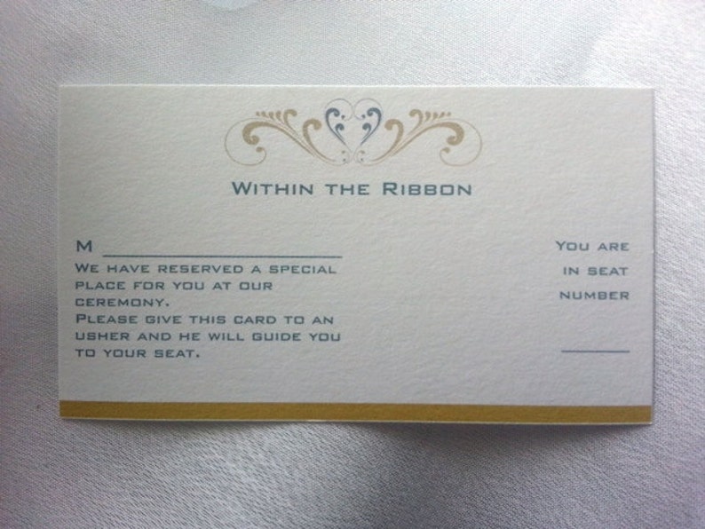 Within the Ribbon Seating Chart Cards Wedding Invitations Inserts, Wedding Planning image 1
