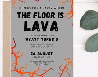Party Invitation TEMPLATE | The Floor is Lava | Canva Pro Template